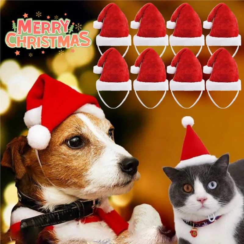 Santa Hat Plush - Świąteczna czapka Świętego Mikołaja dla zwierząt,