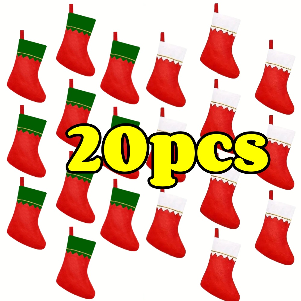 Christmas Stocking Hanging - 12 szt. Czerwone filcowe pończochy świąteczne