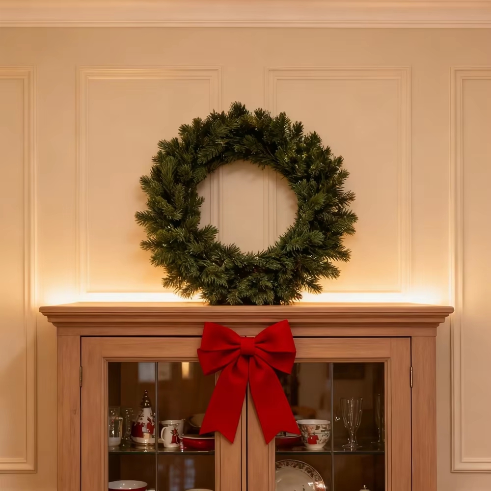 Christmas Wreath Fake - Sztuczny wieniec z sosny, dekoracja świąteczna,