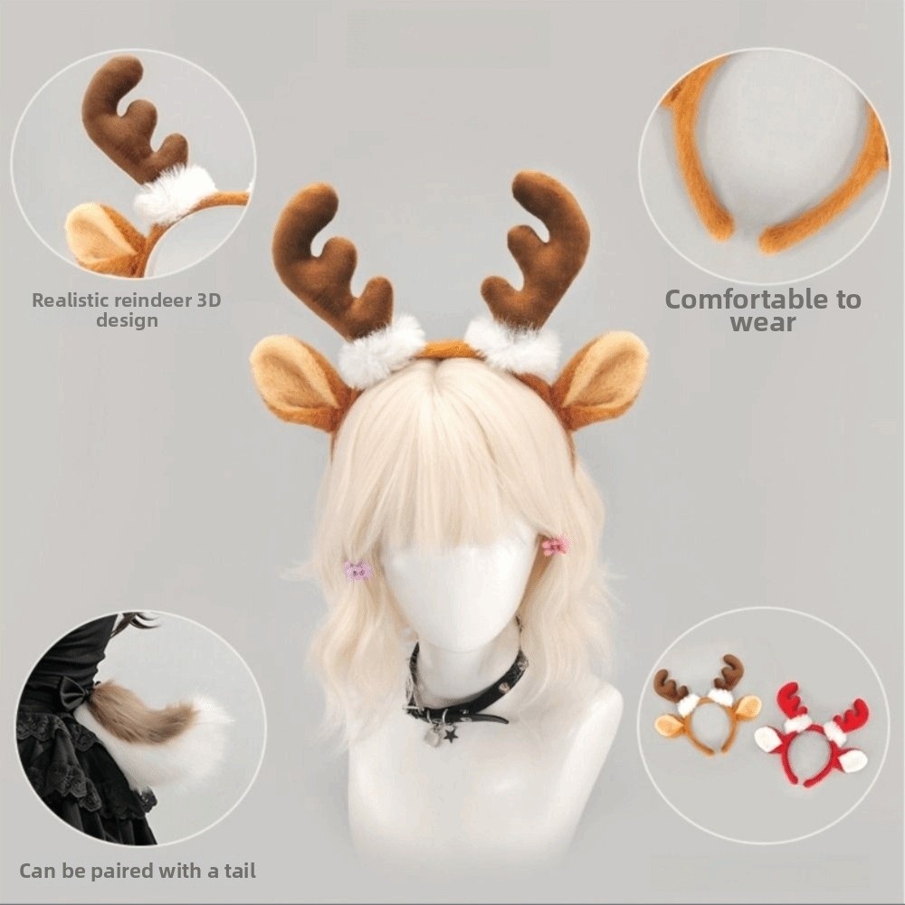 Pluszowa opaska z rogami renif – Reindeer Antlers Headband recenzja i cena