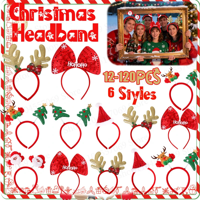 12-120 szt. Świąteczne Opaski  – Reindeer Antlers Headband recenzja i cena