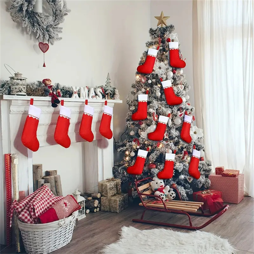 12 szt. Czerwone filcowe pończ – Christmas Stocking Hanging recenzja i cena