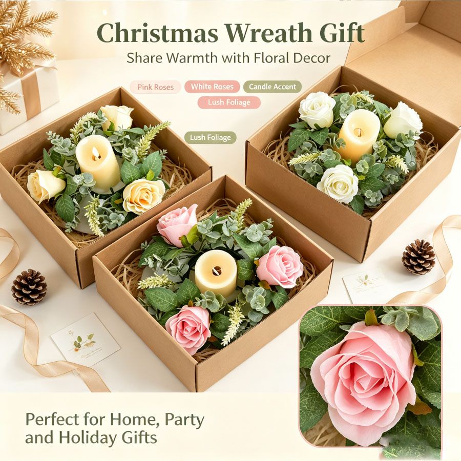 Sztuczny wieniec z róż w kszta – Christmas Wreath Fake recenzja i cena