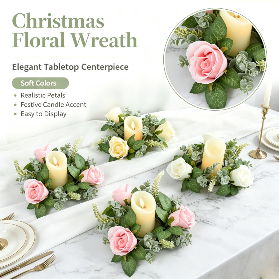 Sztuczny wieniec z róż w kszta – Christmas Wreath Fake recenzja i cena