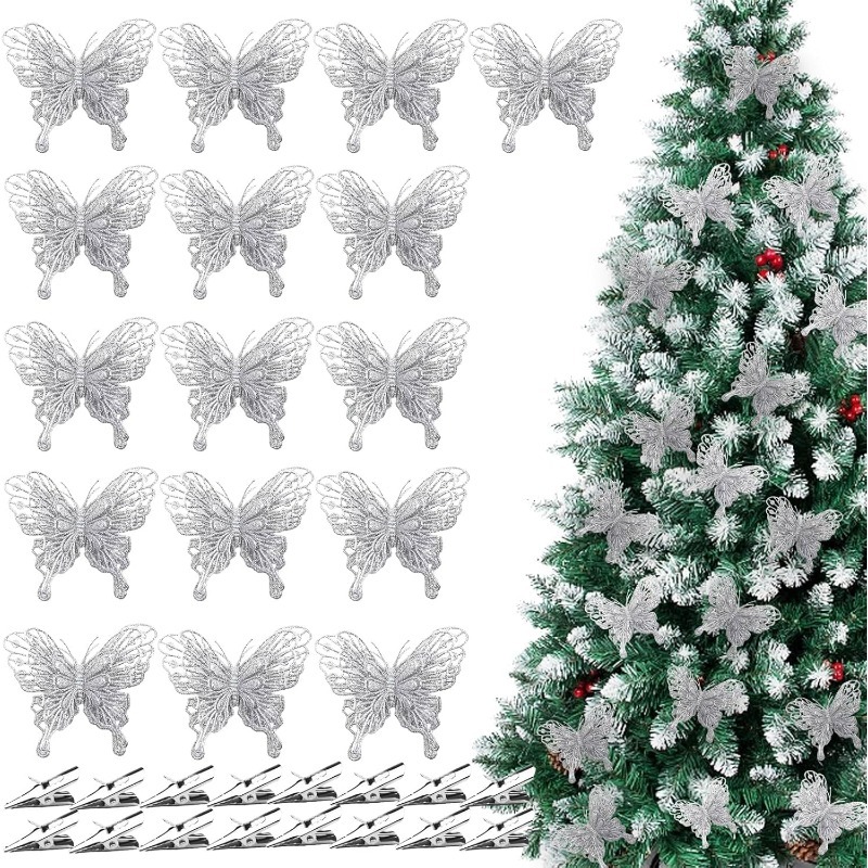 Srebrne brokatowe ażurowe spin – Christmas Wreath Fake recenzja i cena